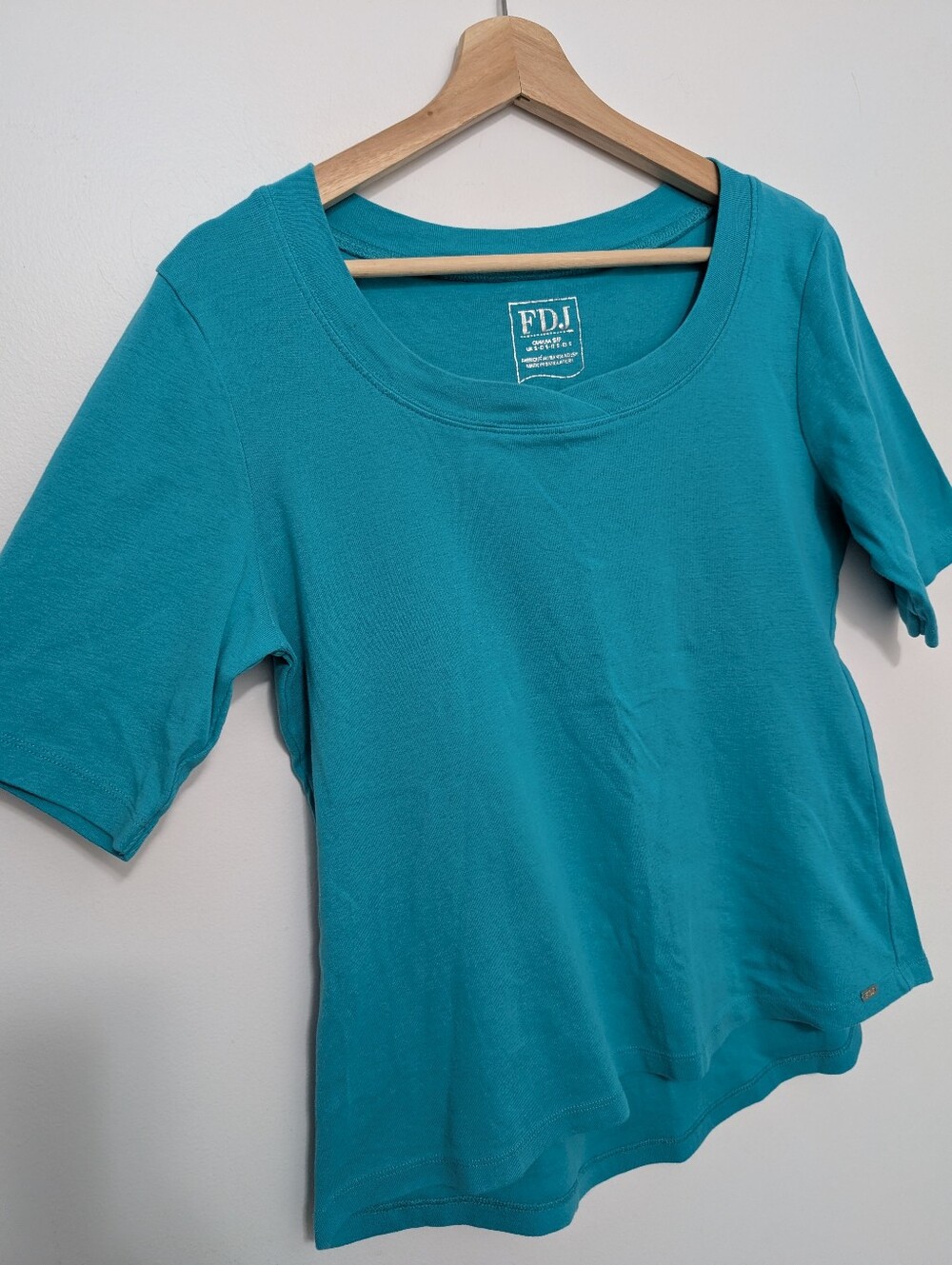Fdj French Dressing Small T-shirt Turquoise Blue 100% Cotton Stretch Relaxed Fit